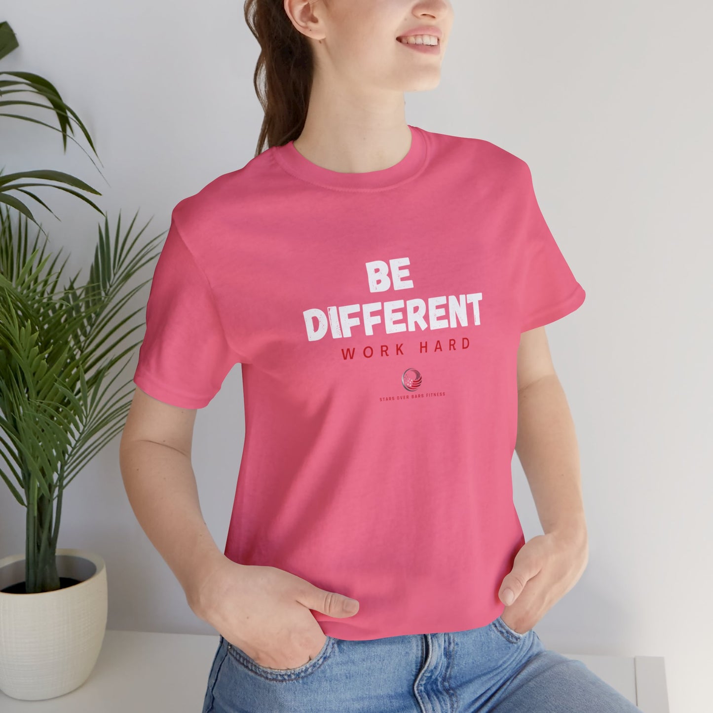 Stars Over Bars Fitness-Be Different, Work hard - Unisex Jersey Short Sleeve Tee